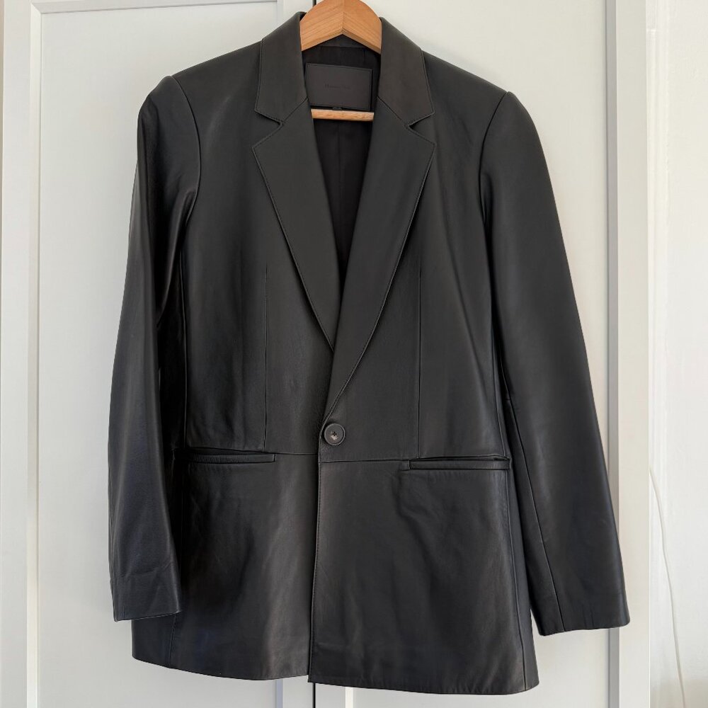 Massimo Dutti Nappa Leather Blazer - Size S